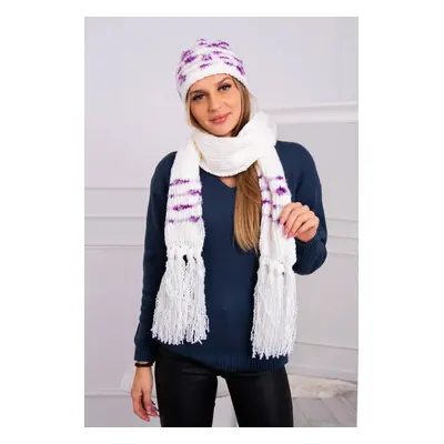 Women's Set with Scarf Anika K304 ecru + purple