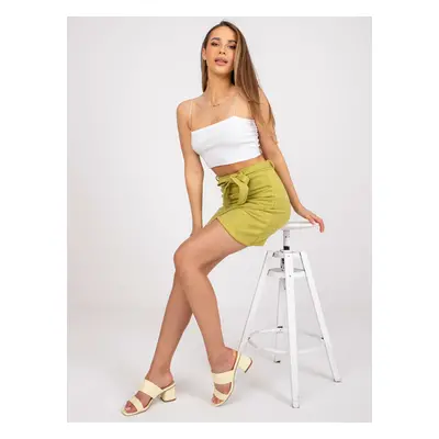 Light green mini skirt with ruffles by Vercelli