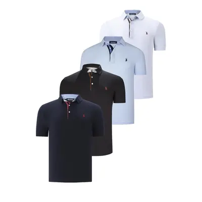 QUAD SET T8582 DEWBERRY MENS T-SHIRT-BLACK-WHITE-NAVY BLUE-BABY BLUE