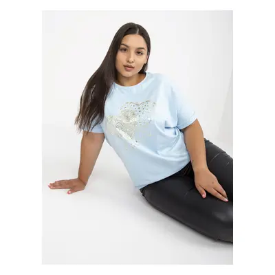 Light blue plus size t-shirt with printed design