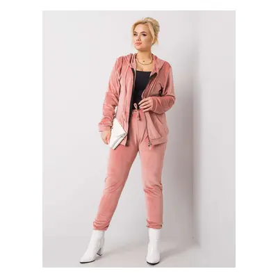 Women's velour plus size set - pink