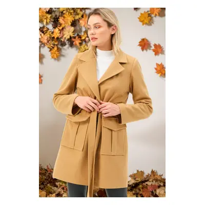 Z6778 DEWBERRY WOMEN'S COAT-LIGHT CAMEL