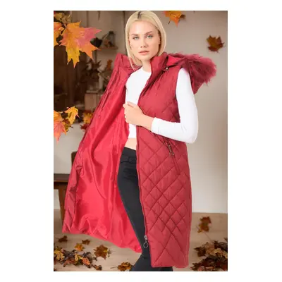 Z6718 DEWBERRY WOMEN'S VEST-PLAIN BURGUNDY