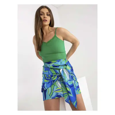 Blue and green mini pencil skirt with binding RUE PARIS