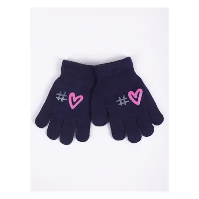 Yoclub Kids's Girls' Five-Finger Gloves RED-0012G-AA5A-008 Navy Blue