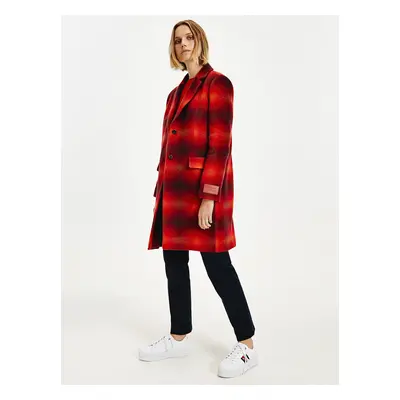 Coat - Tommy Hilfiger WOOL BLEND CHECK CLASSIC COAT red