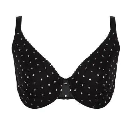 Trendyol Curve Black Polka Dot Wire Mesh Plus Size Bra