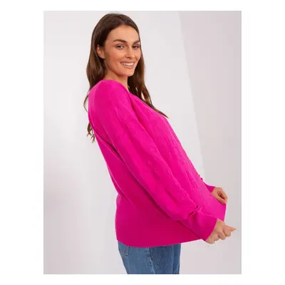 Women's fuchsia classic sweater with patterns