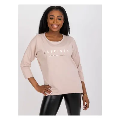 Light beige cotton blouse with inscription