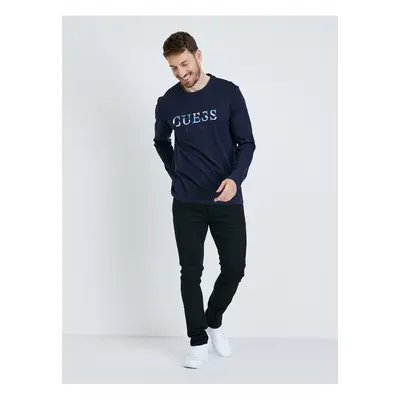 Dark Blue Men's Long Sleeve T-Shirt Guess Sorin - Men