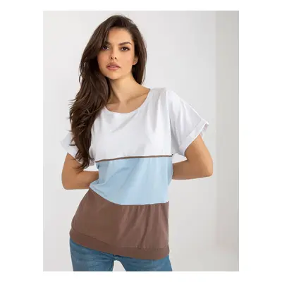 Basic white and brown cotton blouse