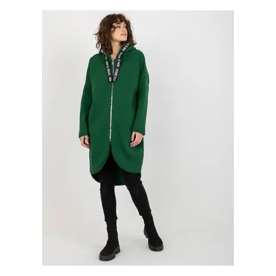 Women's long zip-up hoodie - green