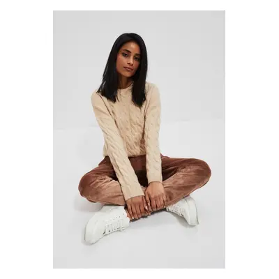 Sweater with decorative strings - beige