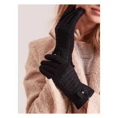 Women's black checkered gloves