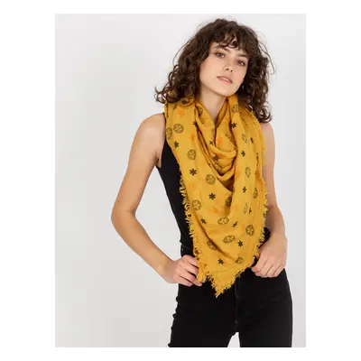 Women's scarf with print - yellow