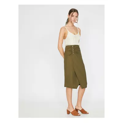 Koton Women's Green Button Detailed Skirt