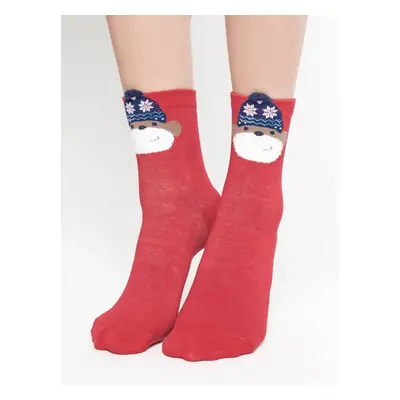 Socks with application monkey in a hat with red stars