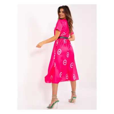 Dark pink cocktail dress with patterns