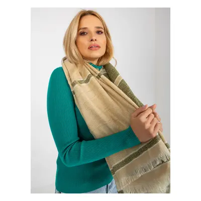 Women's beige and green patterned scarf