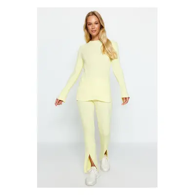 Trendyol Yellow Slit Knitwear Two Piece Set