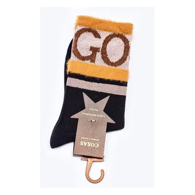 Women's cotton socks GO-GO WITH FUR COSAS BLACK