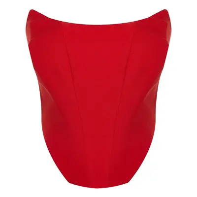 Trendyol Red Crop Corset Detailed Woven Bustier