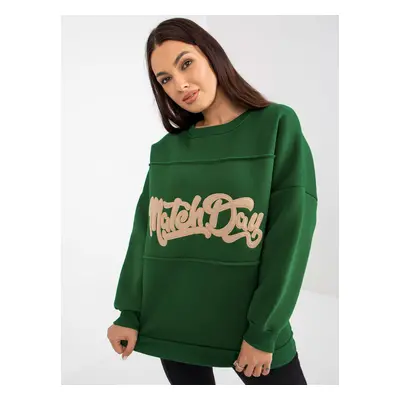 Dark green sweatshirt with patches