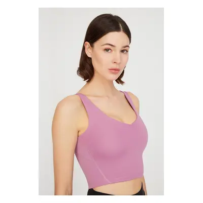 LOS OJOS Lavender V-Neck Lightly Support, Covered Sports Bra Vneck