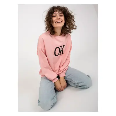 Light pink loose hoodie with inscription