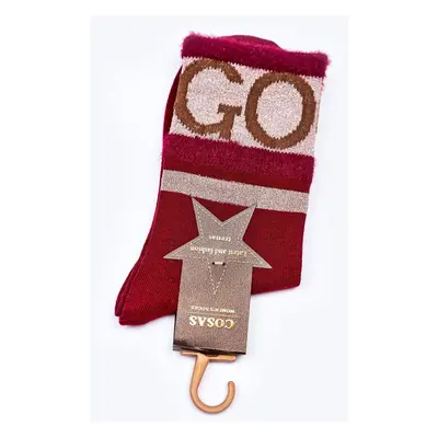 Women's cotton socks GO-GO with fur COSAS burgundy