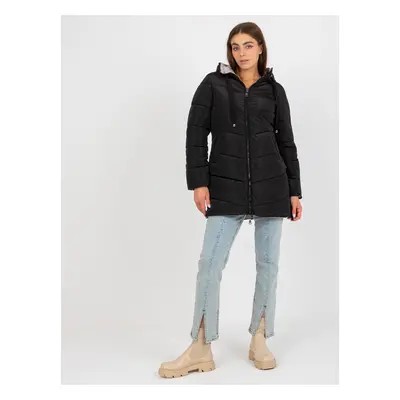 Black-beige double-sided winter jacket with hood