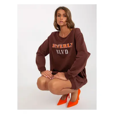 Dark brown long sweatshirt with print