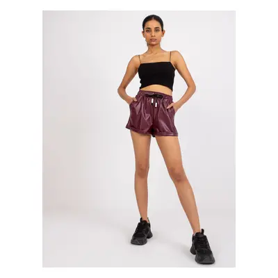 Abigail RUE PARIS Burgundy Casual Eco-leather Shorts