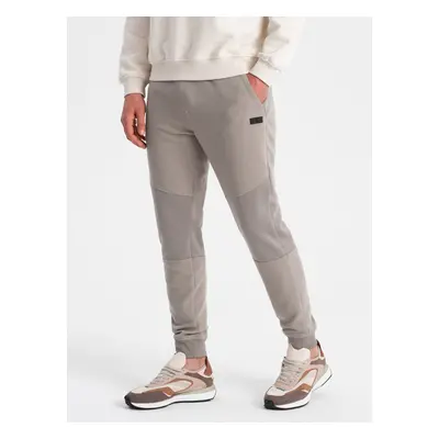 Ombre Men's sweatpants with ottoman fabric inserts - ash