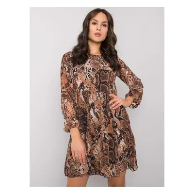 Black and brown dress with Loxley RUE PARIS print