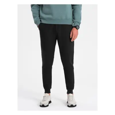 Ombre Men's sweatpants with ottoman fabric inserts - black