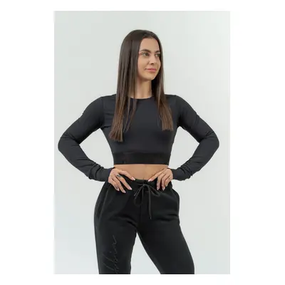 Dámské tričko Nebbia Intense Women's Long Sleeve Crop Top Perform Black