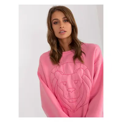 Oversize pink padded hoodie without hood