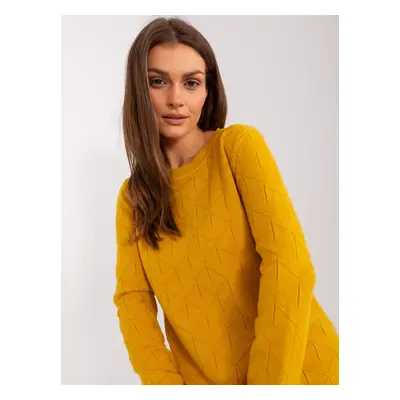 Dark yellow classic sweater with long sleeves