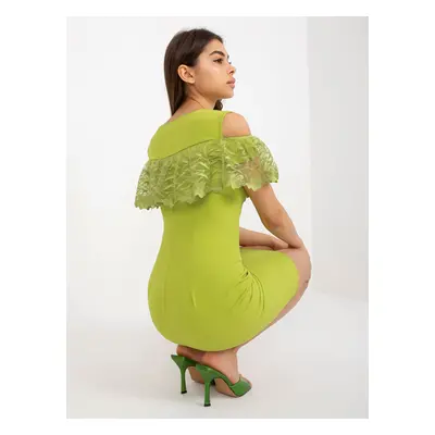 Lime cocktail dress with wide frills