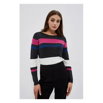 Striped sweater with metallic thread