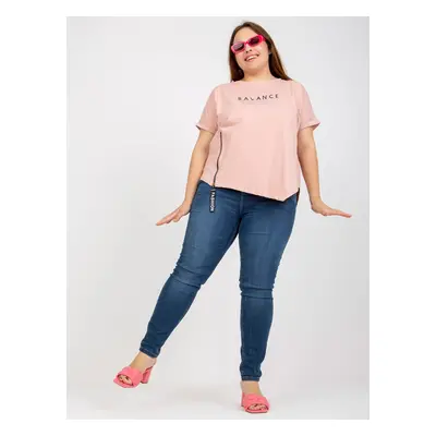 Dusty pink Plus size T-shirt with text and app