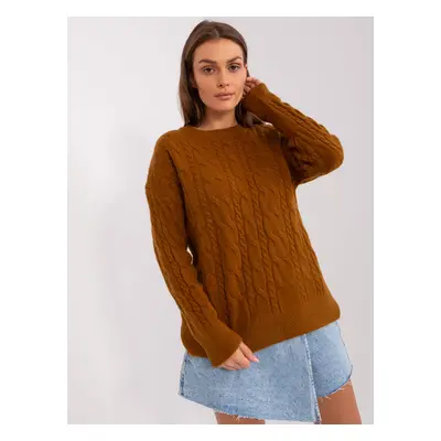 Light brown classic sweater with cables