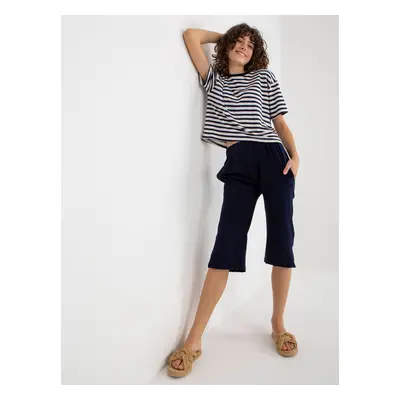 Navy blue and white basic summer set with a striped tee