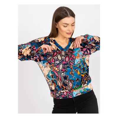 Blue women's blouse with Ruby print