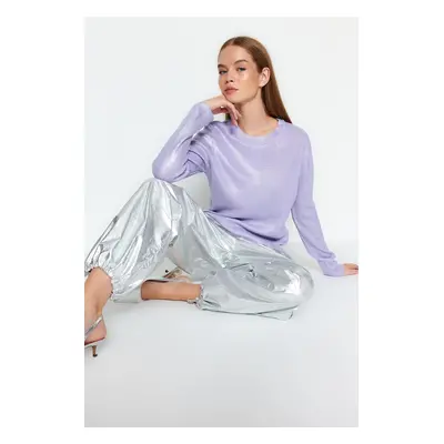 Trendyol Lilac Basic Foil nyomtatott kötöttáru pulóver