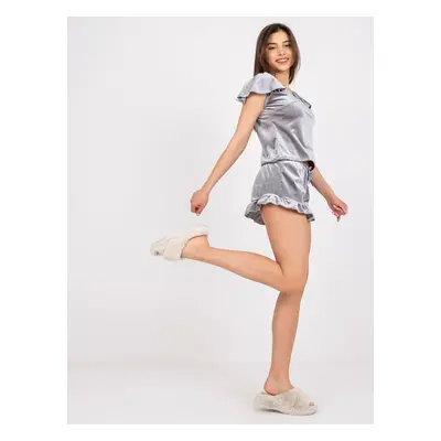 Dark grey velour pyjamas with frills Farnetta RUE PARIS