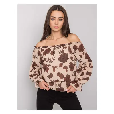 Beige and brown Spanish blouse with Orleans flowers