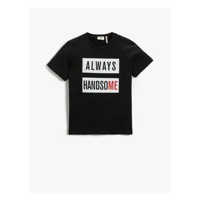 Koton Slogan Printed Short Sleeved T-Shirt Cotton