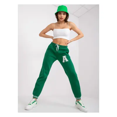 Darina Dark Green Sweatpants with High Waist